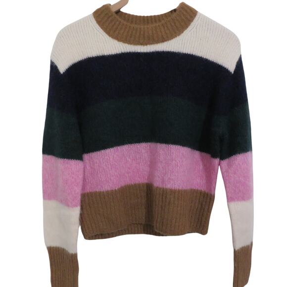 COS Womens Sz XS Colorful Striped Alpaca Wool Blend Sweater Cozy Soft Sweater - Picture 1 of 6